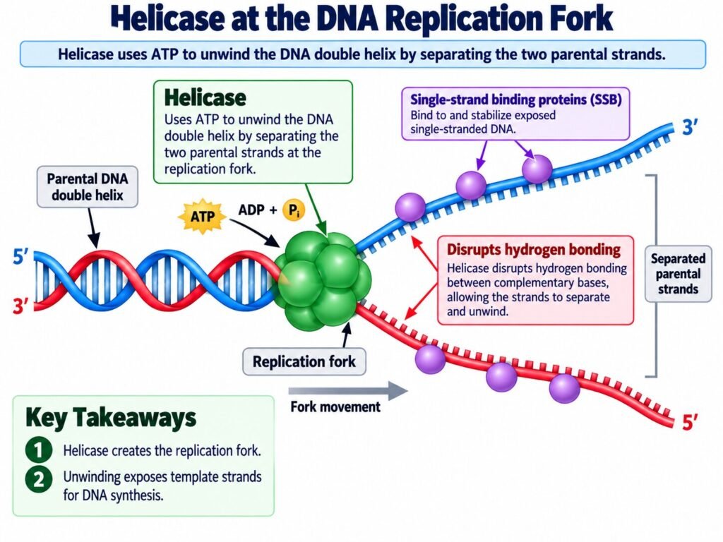 Helicase at the DNA Replication Fork