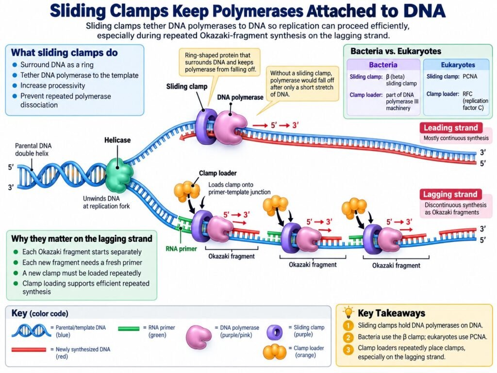 Sliding clamps keep polymerases attached to DNA